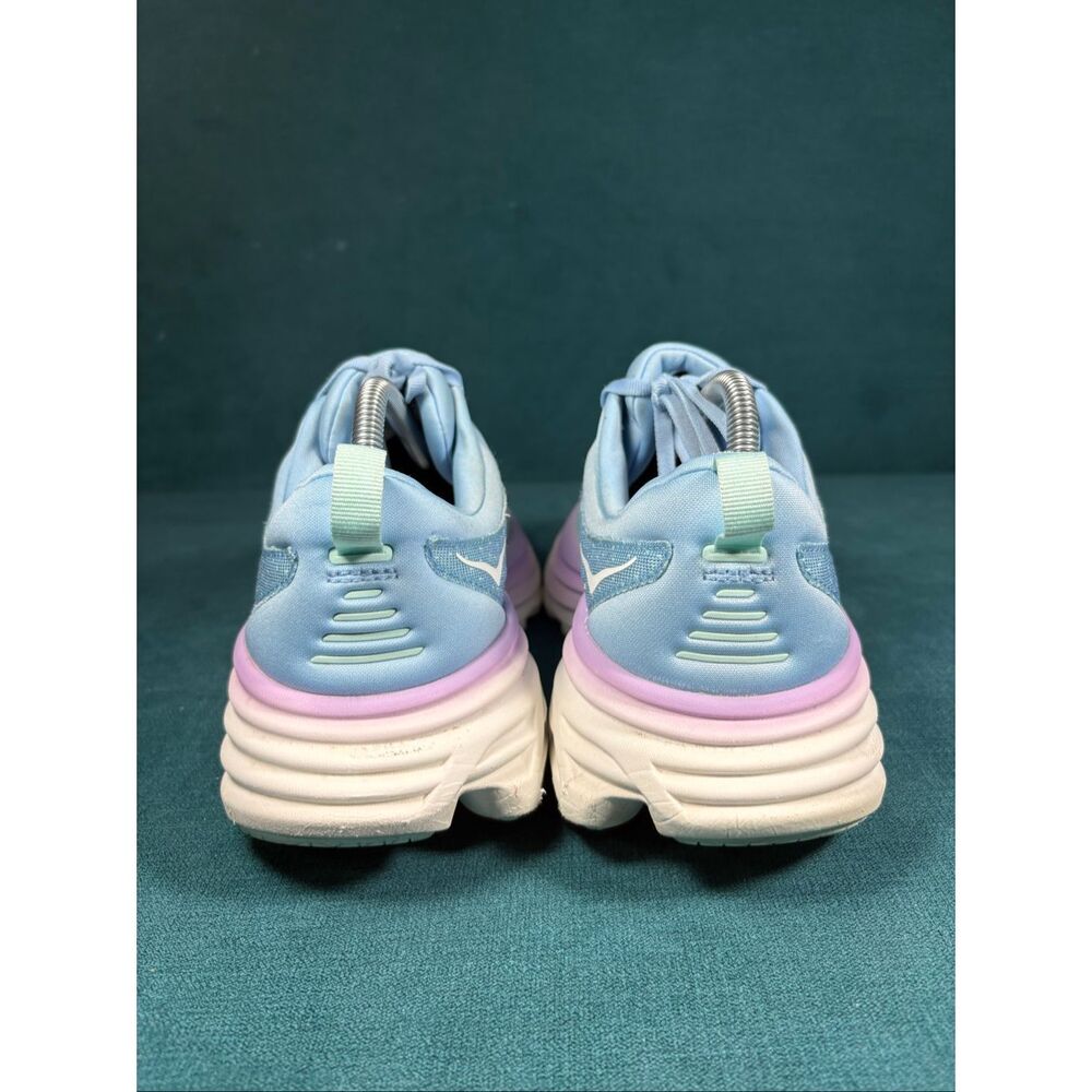 Hoka Bondi 8 Running Shoes Women’s Size 10.5 Blue Purple Cushioned Sneakers - Picture 2 of 8